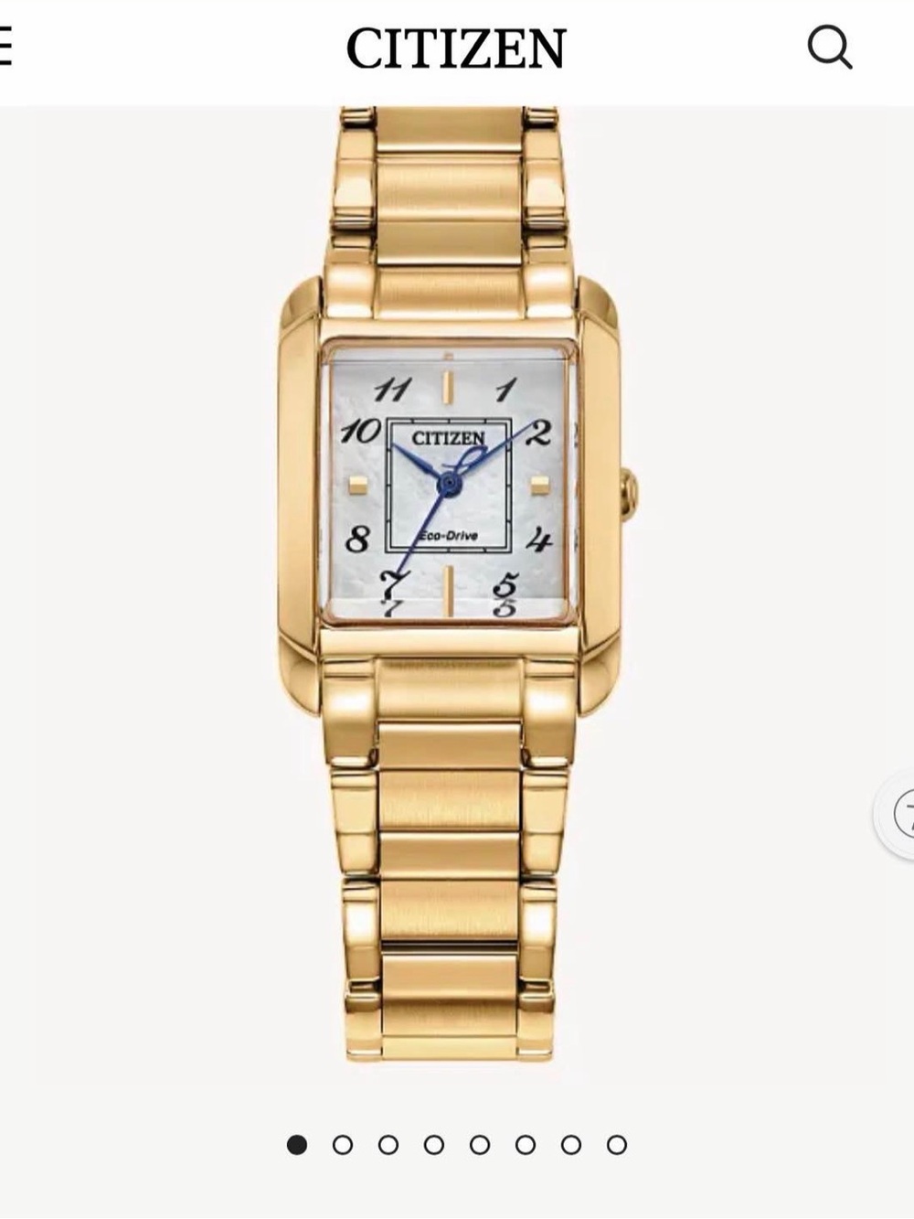 Citizen Gold-Tone Rectangular Women's Bracelet Watch with Mother-of-Pearl Dial